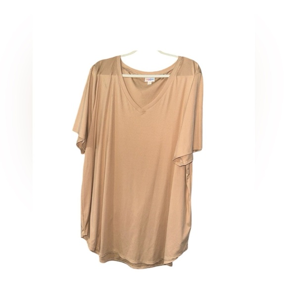 LuLaRoe Tops - LuLaRoe Beige V-Neck Short Sleeve Top